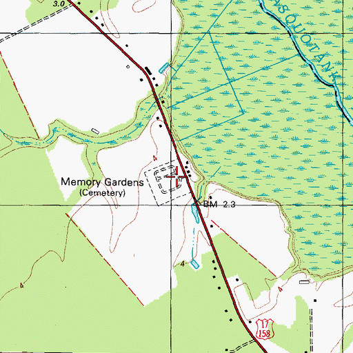 Topographic Map of Memory Gardens, NC