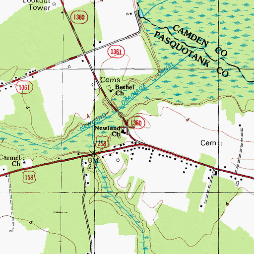 Topographic Map of Newland Church, NC