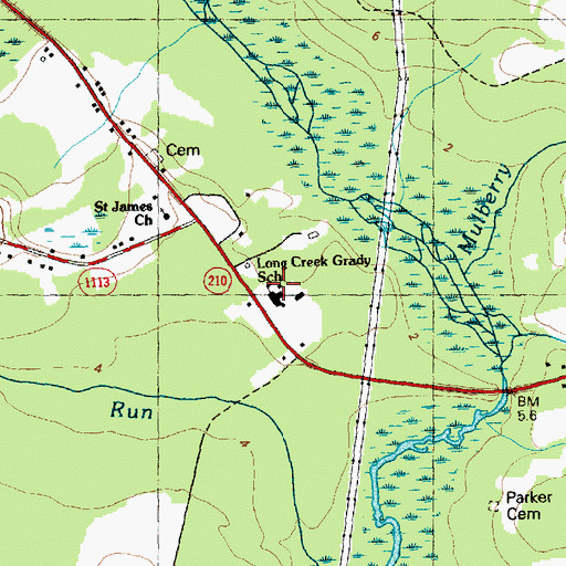 Topographic Map of Long Creek Grady School, NC