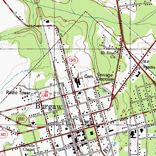Topographic Map of Burgaw Elementary School, NC