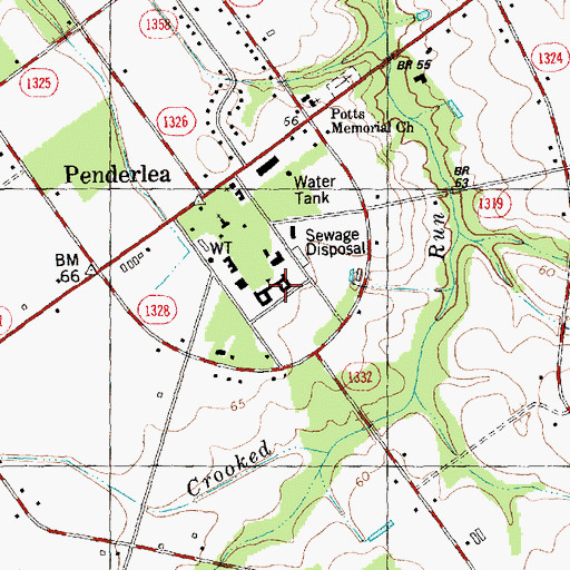 Topographic Map of Penderlea School, NC