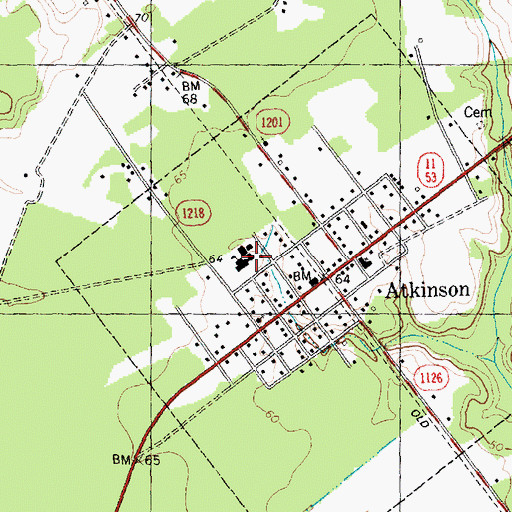 Topographic Map of Atkinson Middle School, NC