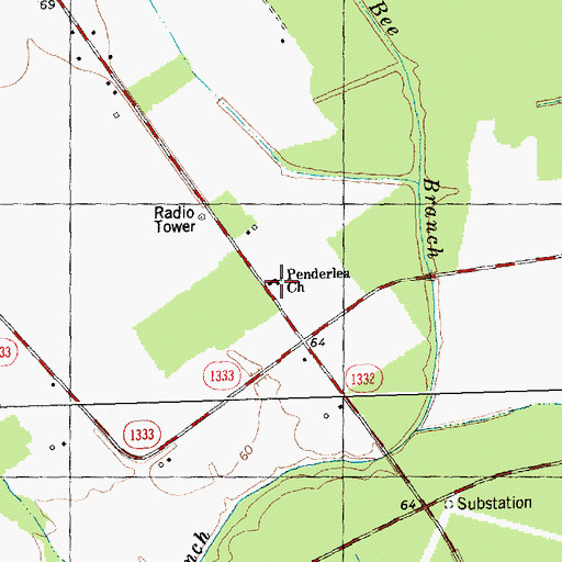 Topographic Map of Penderlea Church, NC