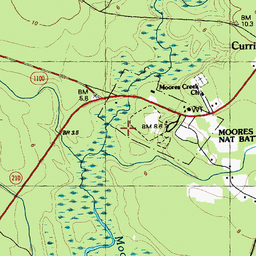 Topographic Map of Loyalist Monument, NC