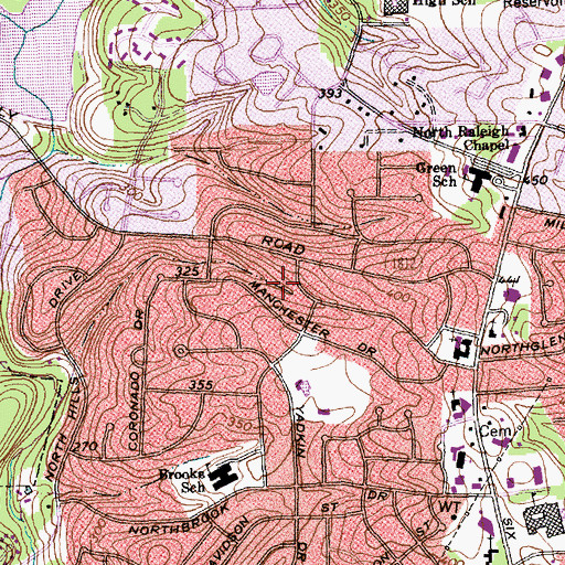 Topographic Map of Chestnut Hills, NC