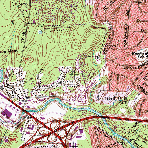 Topographic Map of Woodbury Village, NC