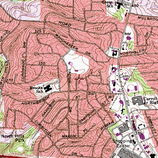 Topographic Map of Briarcliff, NC