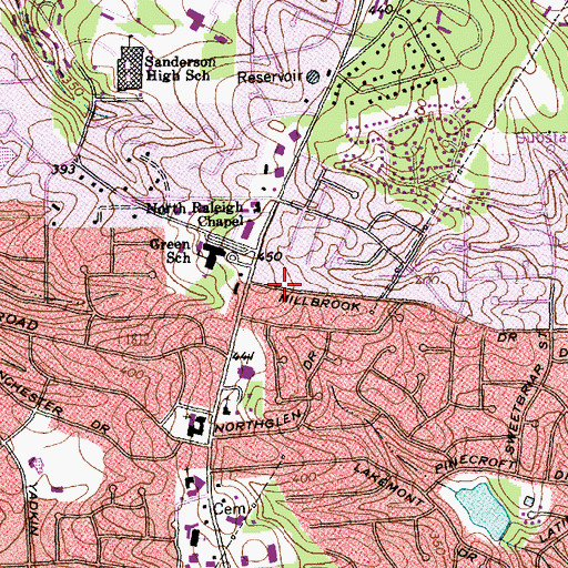Topographic Map of Scarsdale, NC