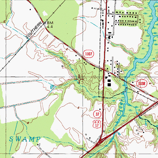 Topographic Map of Perrishoes Creek, NC