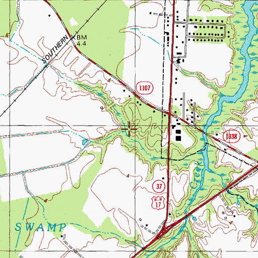 Topographic Map of Perrishoes Creek, NC