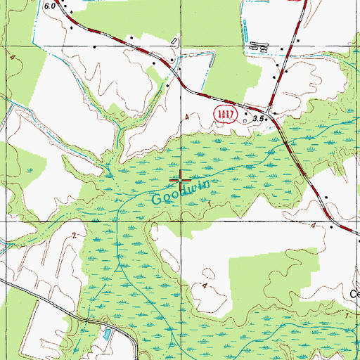 Topographic Map of Goodings Millpond, NC