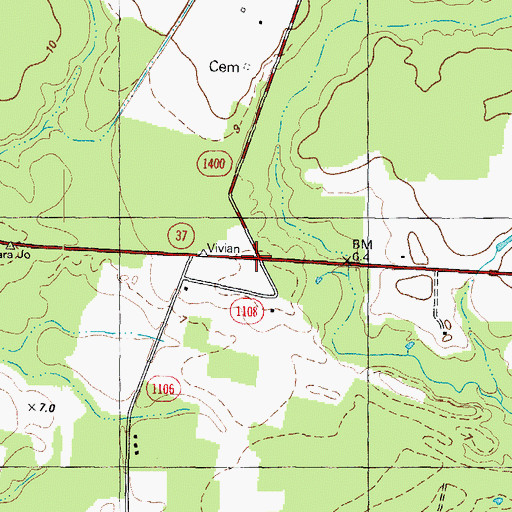 Topographic Map of Vivian, NC