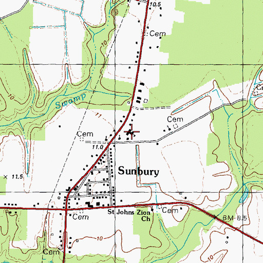 Topographic Map of Sunbury Elementary School, NC