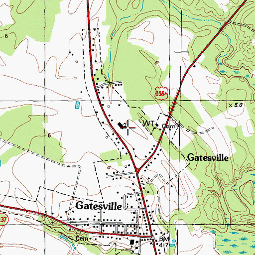 Topographic Map of Gatesville Elementary School, NC