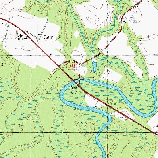 Topographic Map of Boone Harrell Ferry (historical), NC