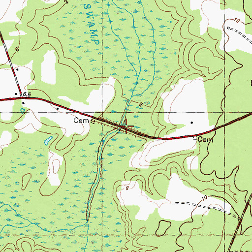 Topographic Map of Bear Swamp Bridge, NC