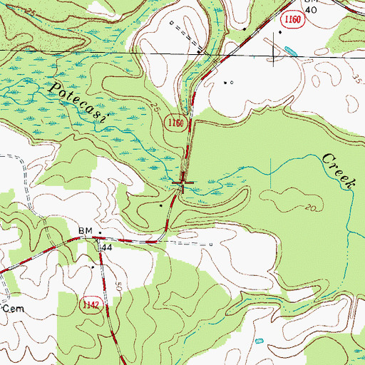 Topographic Map of Benthalls Bridge, NC