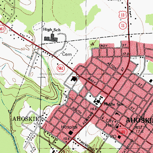 Topographic Map of Ahoskie Graded School, NC