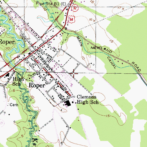Topographic Map of Roper Elementary School, NC