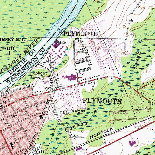 Topographic Map of Plymouth High School, NC