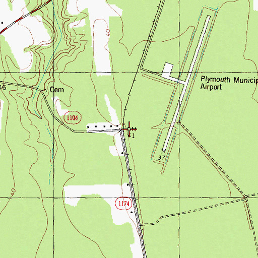 Topographic Map of Ausbon (historical), NC