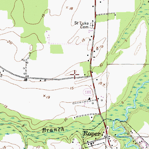 Topographic Map of Buncombe Hall, NC