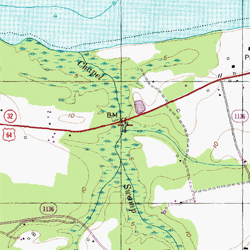 Topographic Map of Hawkins Branch, NC