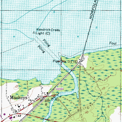 Topographic Map of Mackeys Creek, NC