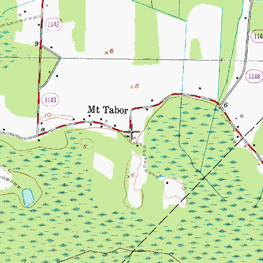 Topographic Map of Mount Tabor Church, NC