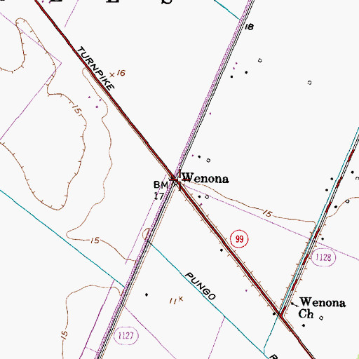 Topographic Map of Sixteen Mile Siding, NC