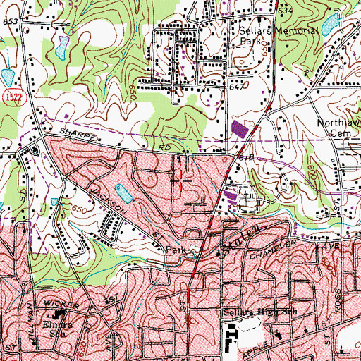 Topographic Map of Lakeside, NC