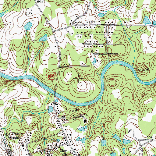 Topographic Map of British Acres, NC