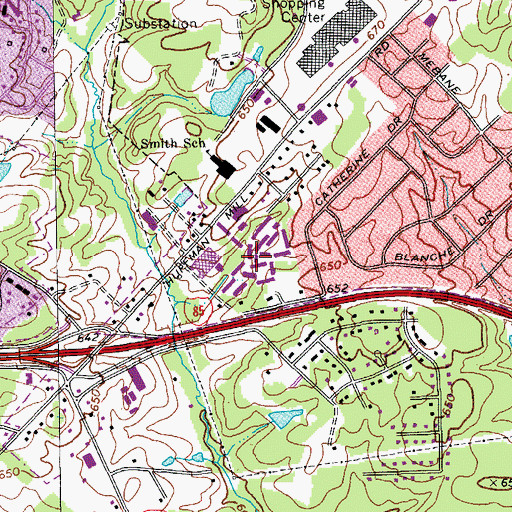 Topographic Map of Pinewood Acres, NC