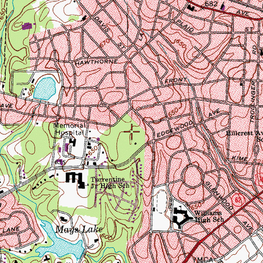 Topographic Map of Central Heights, NC