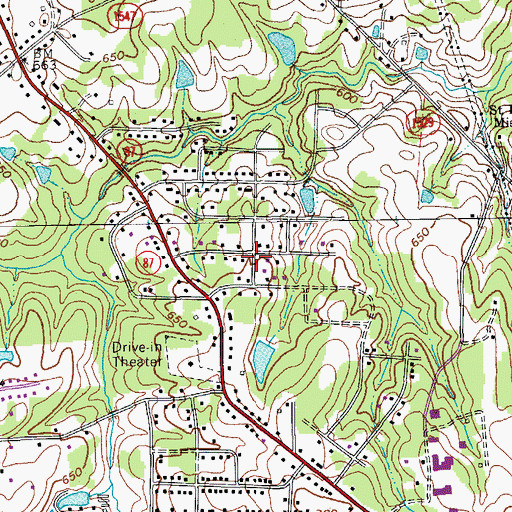 Topographic Map of Sherwood Forest, NC