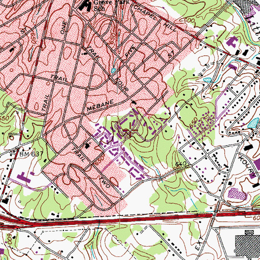 Topographic Map of Greenbrier, NC