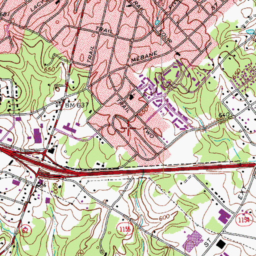 Topographic Map of Dogwood Acres, NC