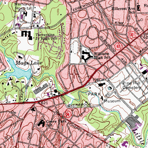 Topographic Map of Country Club Estates, NC
