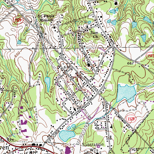 Topographic Map of Spring Valley, NC