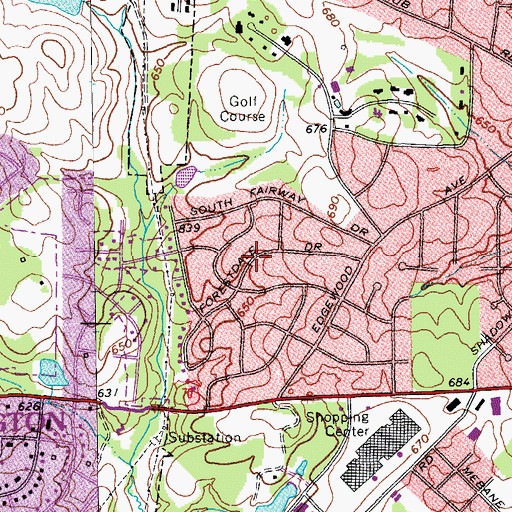 Topographic Map of Alamance Acres, NC