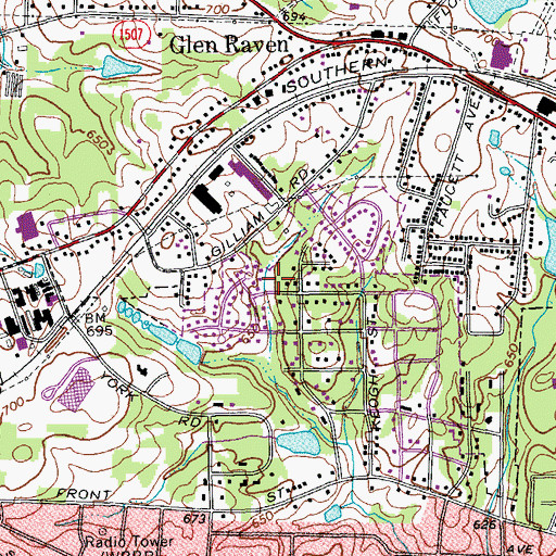 Topographic Map of Rockwood Acres, NC
