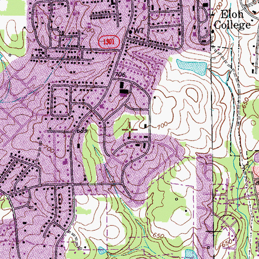 Topographic Map of Country Club Acres, NC
