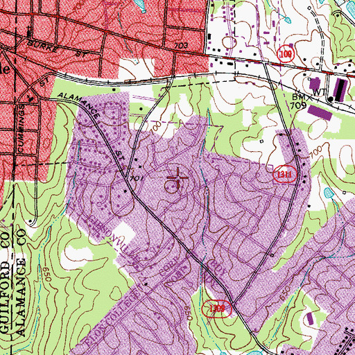 Topographic Map of Westbrook Forest, NC