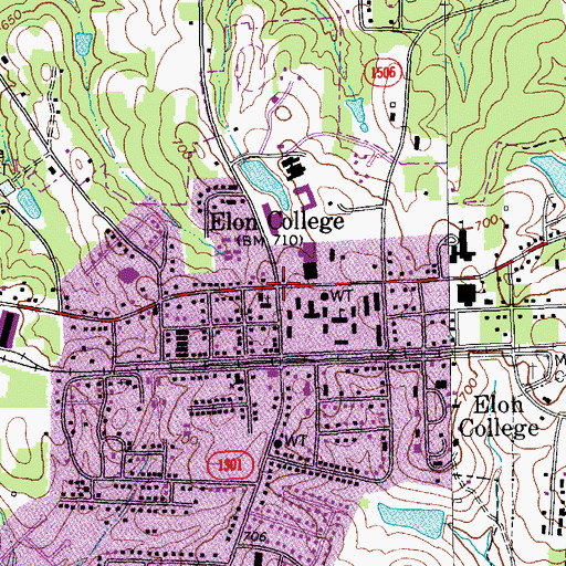 Topographic Map of Elon Elementary School, NC