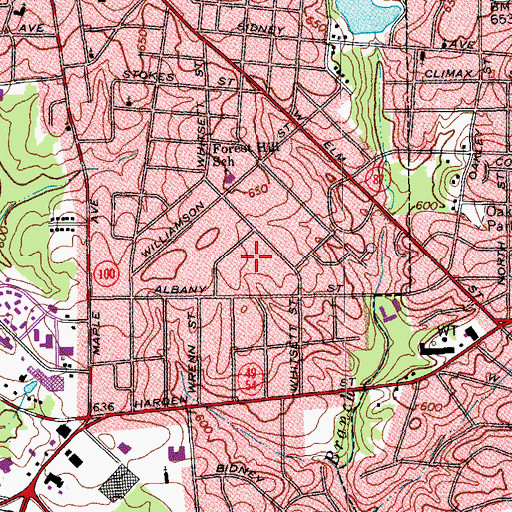 Topographic Map of Harvey R Newlin Elementary School, NC