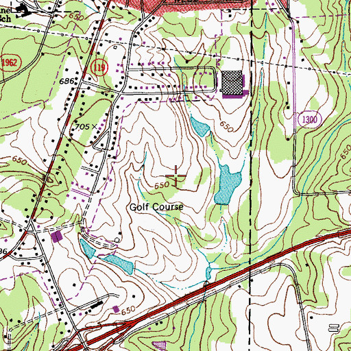Topographic Map of Arrowhead Golf Club, NC