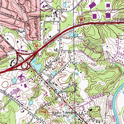Topographic Map of Martindale Acres, NC