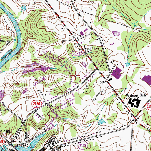 Topographic Map of Quarry Hills Country Club and Golf Course, NC