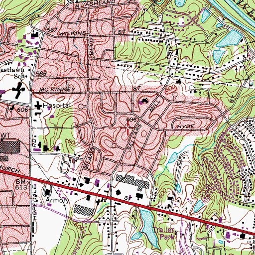 Topographic Map of Alamance Hills Subdivision, NC