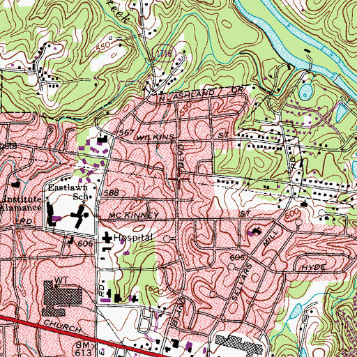 Topographic Map of Fairchild Heights Subdivision, NC